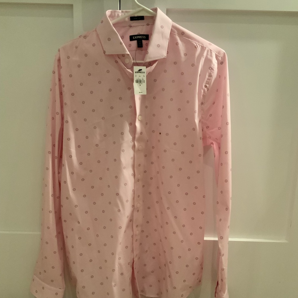 NWT Express Men Extra Slim Dot Dress Shirt Size M